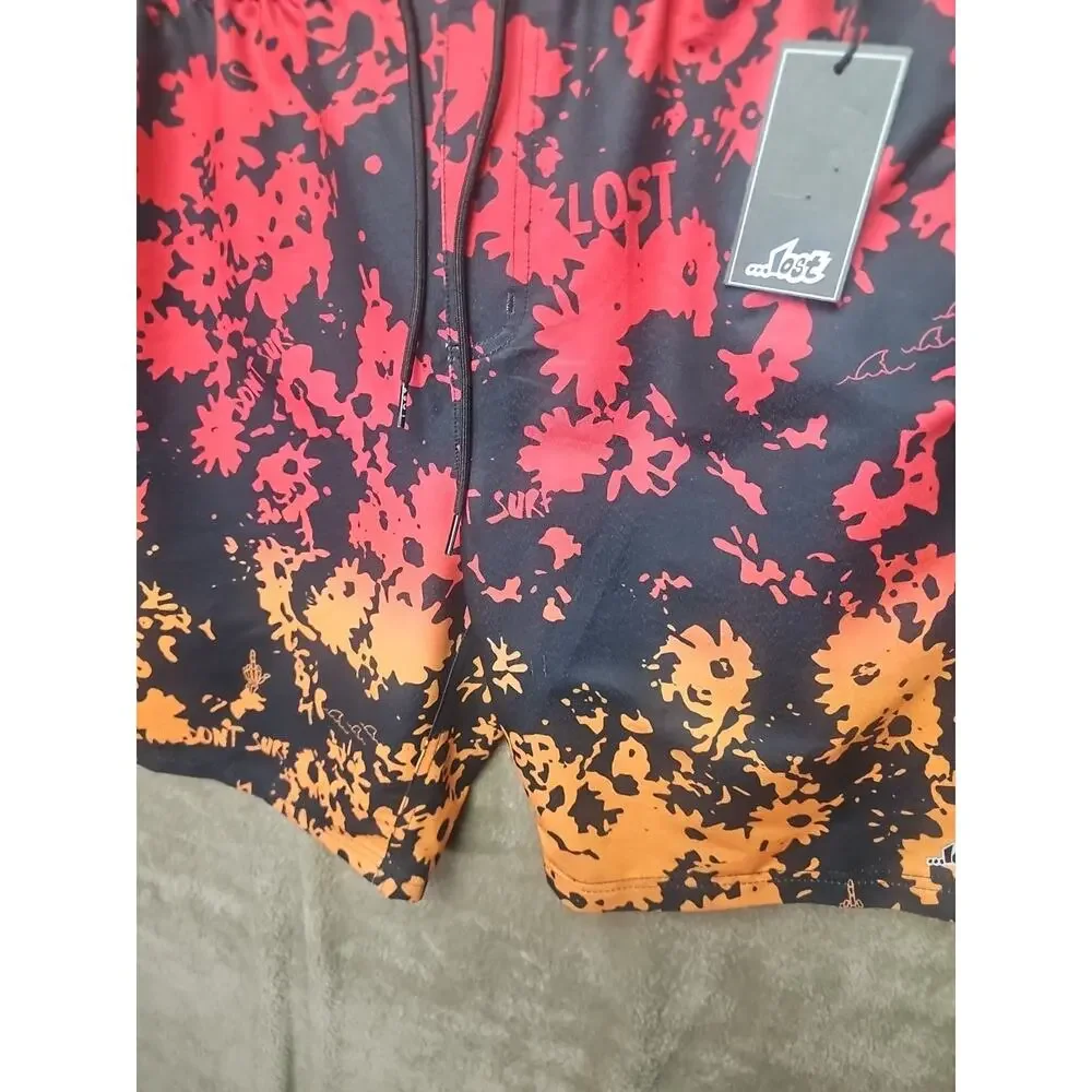Lost Enterprises Board Shorts Mens Large Black Swim Trunks